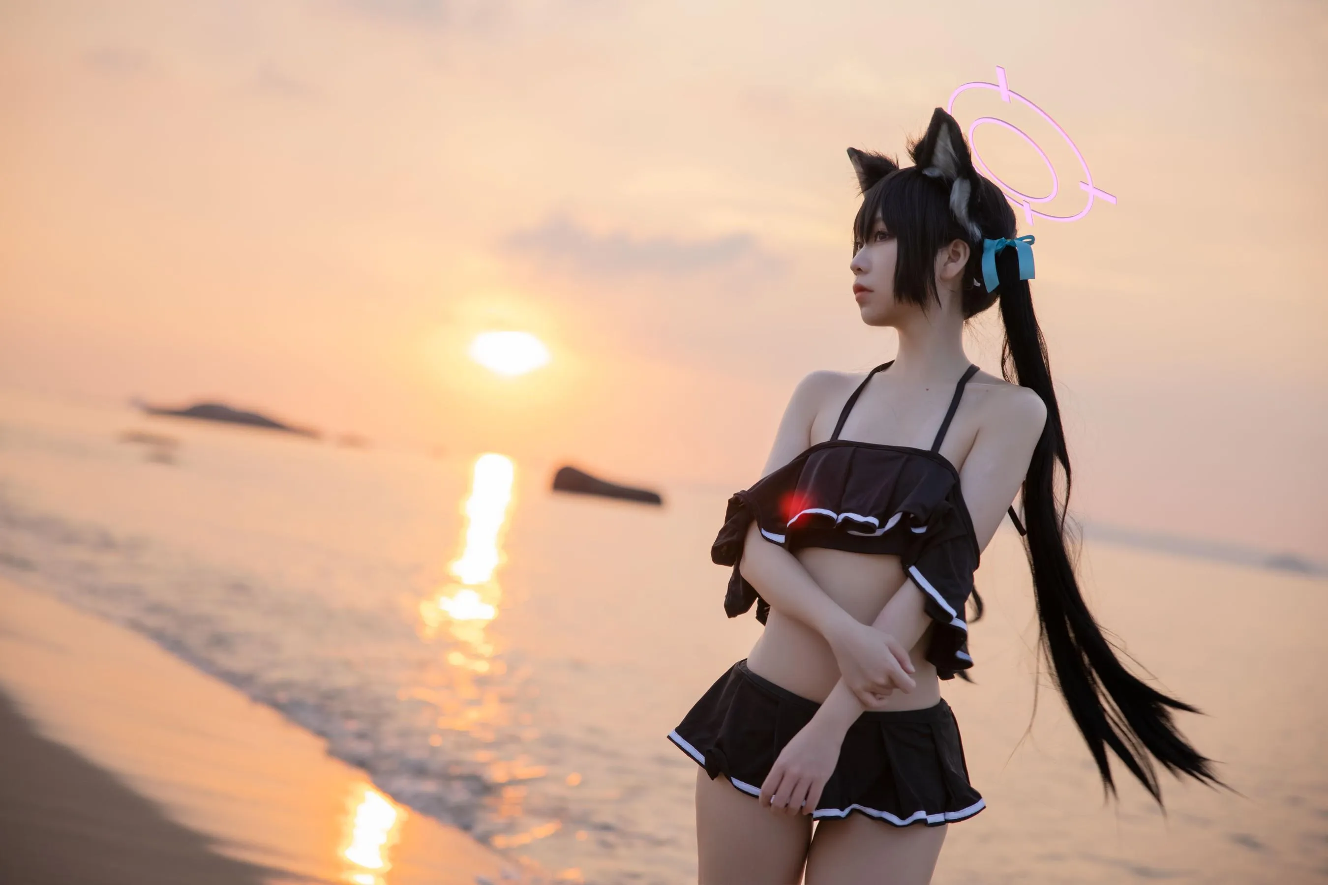 G44不会受伤 – NO.80 碧蓝档案 黑見芹香 海边泳装 [21P]插图6
